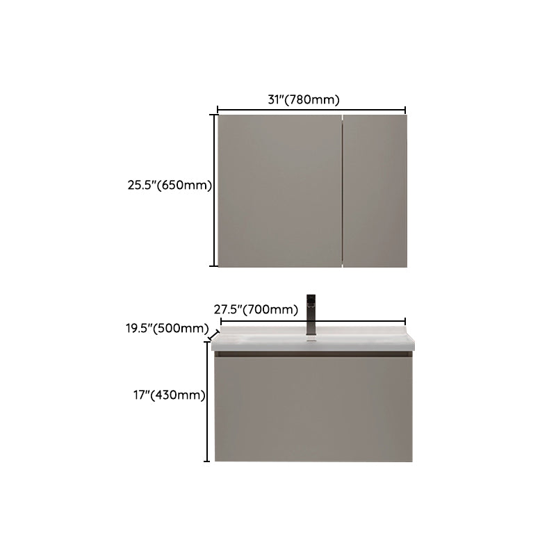 Single-Sink Grey Wall Mount Wood Modern Open Console with Sink Set Clearhalo 'Bathroom Remodel & Bathroom Fixtures' 'Bathroom Vanities' 'bathroom_vanities' 'Home Improvement' 'home_improvement' 'home_improvement_bathroom_vanities' 8280436