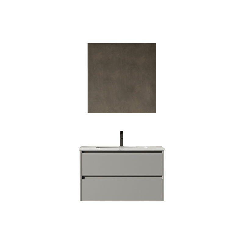 Grey Modern Wood Wall Mount Single-Sink Bathroom Vanity Set Faucet Included 28"L x 20"W x 19"H Clearhalo 'Bathroom Remodel & Bathroom Fixtures' 'Bathroom Vanities' 'bathroom_vanities' 'Home Improvement' 'home_improvement' 'home_improvement_bathroom_vanities' 8280440