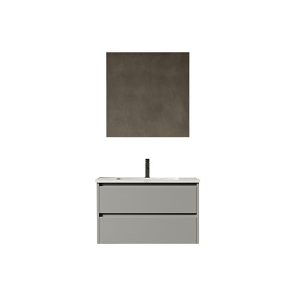 Grey Modern Wood Wall Mount Single-Sink Bathroom Vanity Set Faucet Included 28"L x 20"W x 19"H Clearhalo 'Bathroom Remodel & Bathroom Fixtures' 'Bathroom Vanities' 'bathroom_vanities' 'Home Improvement' 'home_improvement' 'home_improvement_bathroom_vanities' 8280440