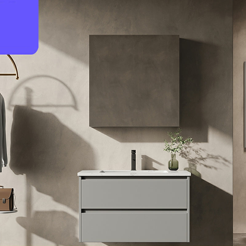 Grey Modern Wood Wall Mount Single-Sink Bathroom Vanity Set Faucet Included Clearhalo 'Bathroom Remodel & Bathroom Fixtures' 'Bathroom Vanities' 'bathroom_vanities' 'Home Improvement' 'home_improvement' 'home_improvement_bathroom_vanities' 8280449