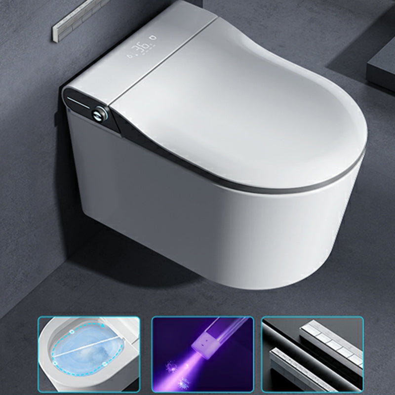Warm Air Dryer Bidet White Ceramic Wall-Mounted Heated Seat Elongated Automatic Lid Clearhalo 'Bathroom Remodel & Bathroom Fixtures' 'Bidets' 'Home Improvement' 'home_improvement' 'home_improvement_bidets' 'Toilets & Bidets' 8280649