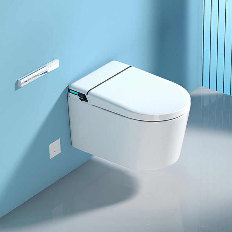 White Smart Bidet Wall Mount Ceramic All-In-One Elongated with Heated Seat Clearhalo 'Bathroom Remodel & Bathroom Fixtures' 'Bidets' 'Home Improvement' 'home_improvement' 'home_improvement_bidets' 'Toilets & Bidets' 8280666