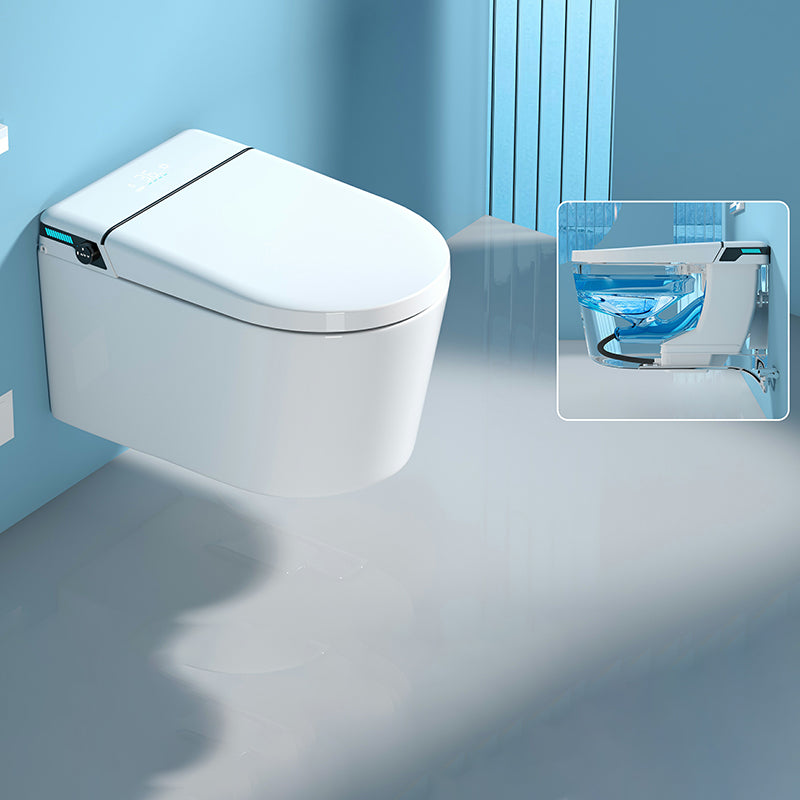 White Smart Bidet Wall Mount Ceramic All-In-One Elongated with Heated Seat Manual Lid (Standard) Clearhalo 'Bathroom Remodel & Bathroom Fixtures' 'Bidets' 'Home Improvement' 'home_improvement' 'home_improvement_bidets' 'Toilets & Bidets' 8280667