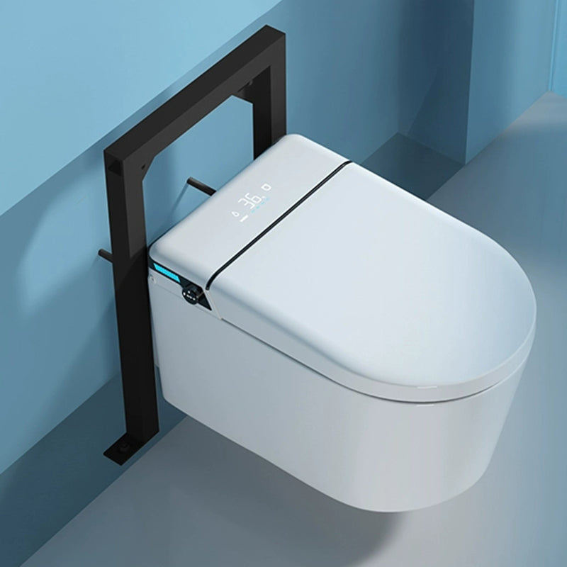 White Smart Bidet Wall Mount Ceramic All-In-One Elongated with Heated Seat Clearhalo 'Bathroom Remodel & Bathroom Fixtures' 'Bidets' 'Home Improvement' 'home_improvement' 'home_improvement_bidets' 'Toilets & Bidets' 8280670