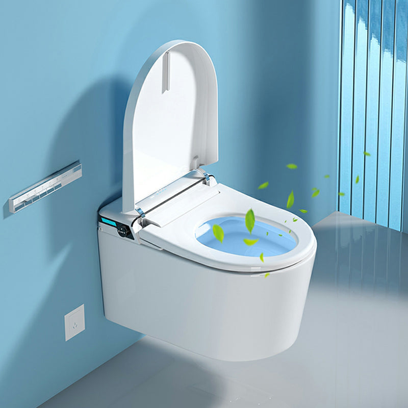 White Smart Bidet Wall Mount Ceramic All-In-One Elongated with Heated Seat Clearhalo 'Bathroom Remodel & Bathroom Fixtures' 'Bidets' 'Home Improvement' 'home_improvement' 'home_improvement_bidets' 'Toilets & Bidets' 8280682