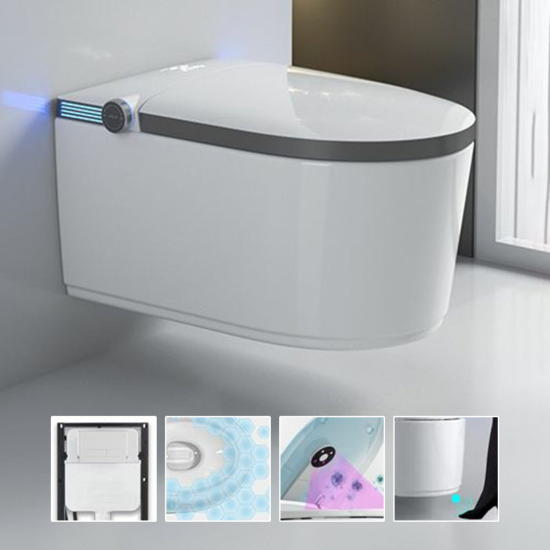 Wall Mounted Bidet Ceramic Heated Seat White Antimicrobial with Warm Air Dryer Grey Manual Lid (Standard) High Tanker Clearhalo 'Bathroom Remodel & Bathroom Fixtures' 'Bidets' 'Home Improvement' 'home_improvement' 'home_improvement_bidets' 'Toilets & Bidets' 8280706