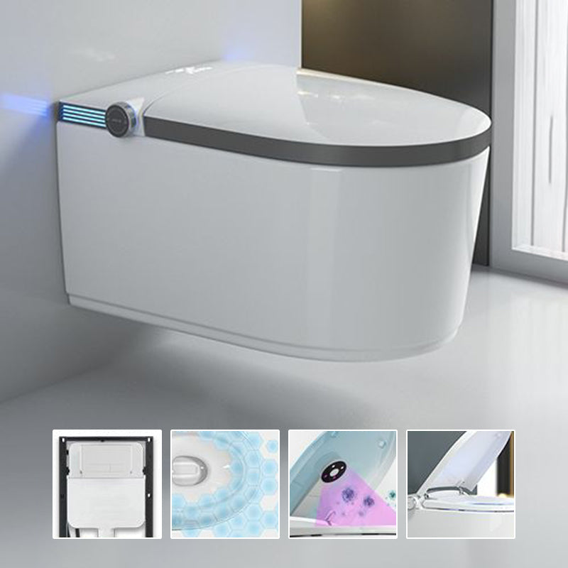 Wall Mounted Bidet Ceramic Heated Seat White Antimicrobial with Warm Air Dryer Grey Automatic Lid( Top Configuration) High Tanker Clearhalo 'Bathroom Remodel & Bathroom Fixtures' 'Bidets' 'Home Improvement' 'home_improvement' 'home_improvement_bidets' 'Toilets & Bidets' 8280708