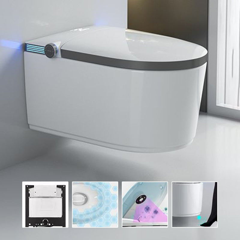 Wall Mounted Bidet Ceramic Heated Seat White Antimicrobial with Warm Air Dryer Grey Manual Lid (Standard) Low Tanker Clearhalo 'Bathroom Remodel & Bathroom Fixtures' 'Bidets' 'Home Improvement' 'home_improvement' 'home_improvement_bidets' 'Toilets & Bidets' 8280710
