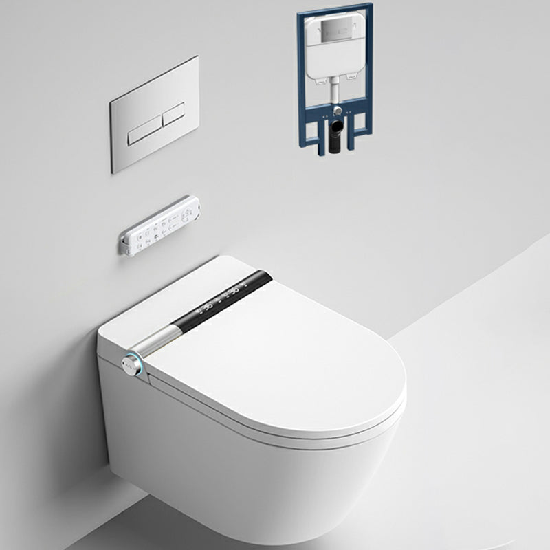 Soft Close Heated Seat Smart Bidet Ceramic Elongated Wall Mount Rust Resistant in White Silver Clearhalo 'Bathroom Remodel & Bathroom Fixtures' 'Bidets' 'Home Improvement' 'home_improvement' 'home_improvement_bidets' 'Toilets & Bidets' 8280723