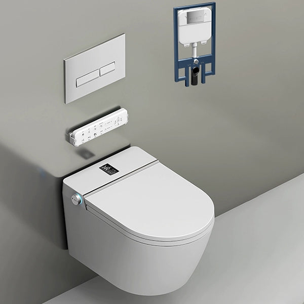 White Bidet Temperature Control Warm Air Dryer Elongated Wall-Mounted Ceramic Automatic Lid( Top Configuration) Clearhalo 'Bathroom Remodel & Bathroom Fixtures' 'Bidets' 'Home Improvement' 'home_improvement' 'home_improvement_bidets' 'Toilets & Bidets' 8280741