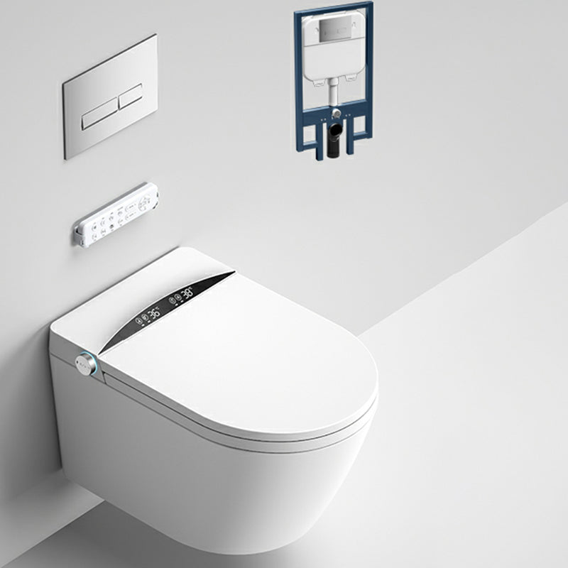 Elongated Smart Bidet White Wall Mounted Heated Seat Ceramic Automatic Lid( Top Configuration) Clearhalo 'Bathroom Remodel & Bathroom Fixtures' 'Bidets' 'Home Improvement' 'home_improvement' 'home_improvement_bidets' 'Toilets & Bidets' 8280758