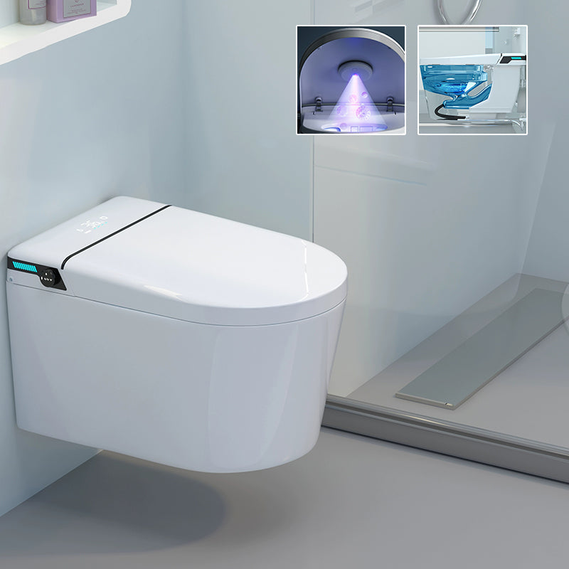 Wall Mount Bidet White Heated Seat Ceramic Rust Resistant Elongated with Dryer Manual Lid (Standard) Clearhalo 'Bathroom Remodel & Bathroom Fixtures' 'Bidets' 'Home Improvement' 'home_improvement' 'home_improvement_bidets' 'Toilets & Bidets' 8280776