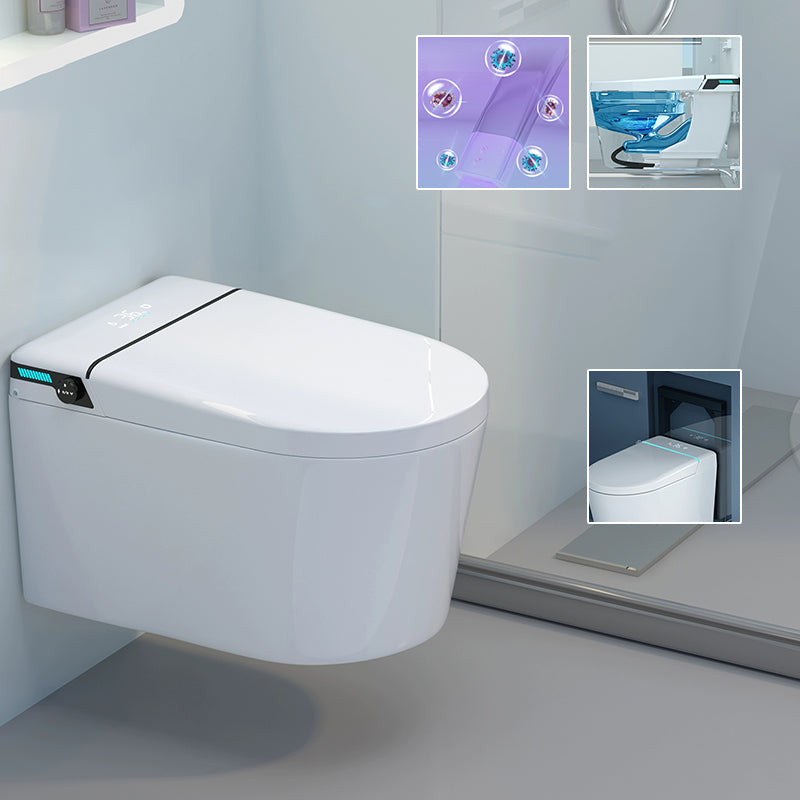 Wall Mount Bidet White Heated Seat Ceramic Rust Resistant Elongated with Dryer Automatic Lid( Top Configuration) Clearhalo 'Bathroom Remodel & Bathroom Fixtures' 'Bidets' 'Home Improvement' 'home_improvement' 'home_improvement_bidets' 'Toilets & Bidets' 8280778
