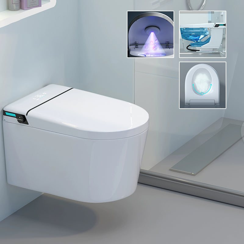Wall Mount Bidet White Heated Seat Ceramic Rust Resistant Elongated with Dryer Manual Flip & Splash Proof (Standard） Clearhalo 'Bathroom Remodel & Bathroom Fixtures' 'Bidets' 'Home Improvement' 'home_improvement' 'home_improvement_bidets' 'Toilets & Bidets' 8280780