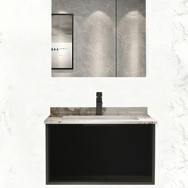 Black Wood Wall Mount Single-Sink Rectangular Bathroom Sink Vanity Clearhalo 'Bathroom Remodel & Bathroom Fixtures' 'Bathroom Vanities' 'bathroom_vanities' 'Home Improvement' 'home_improvement' 'home_improvement_bathroom_vanities' 8287450