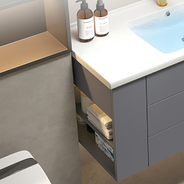 Popular Bathroom Sink Vanity Wall Mounted Standard Open Shelf with Two Drawer Clearhalo 'Bathroom Remodel & Bathroom Fixtures' 'Bathroom Vanities' 'bathroom_vanities' 'Home Improvement' 'home_improvement' 'home_improvement_bathroom_vanities' 8297697