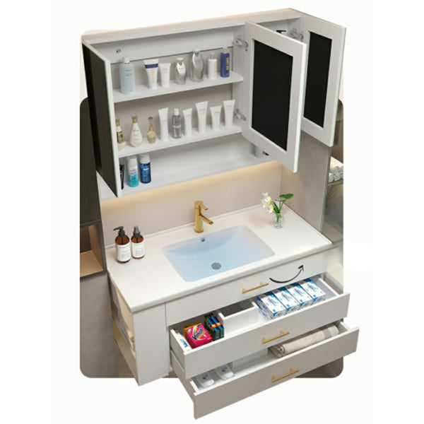 Popular Bathroom Sink Vanity Wall Mounted Standard Open Shelf with Two Drawer Clearhalo 'Bathroom Remodel & Bathroom Fixtures' 'Bathroom Vanities' 'bathroom_vanities' 'Home Improvement' 'home_improvement' 'home_improvement_bathroom_vanities' 8297700