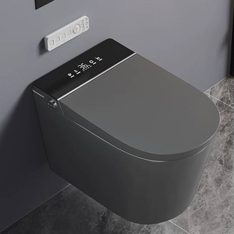 Wall Mounted Bidet Elongated Leak Resistant Soft Close Heated Seat Ceramic Grey Manual Lid (Standard) Clearhalo 'Bathroom Remodel & Bathroom Fixtures' 'Bidets' 'Home Improvement' 'home_improvement' 'home_improvement_bidets' 'Toilets & Bidets' 8302747
