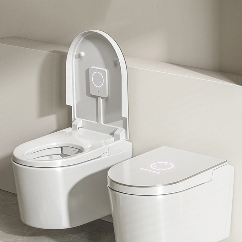 White Smart Bidet Ceramic Elongated Wall Mount with Soft Close Heated Seat Clearhalo 'Bathroom Remodel & Bathroom Fixtures' 'Bidets' 'Home Improvement' 'home_improvement' 'home_improvement_bidets' 'Toilets & Bidets' 8302762