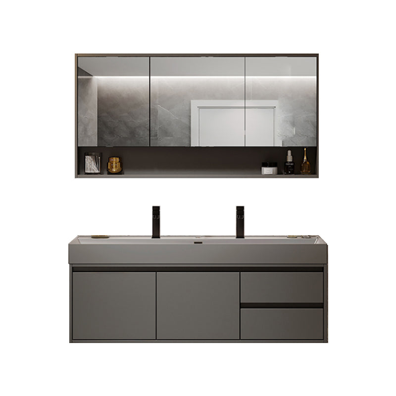 Grey Solid Wood Modern Wall Mounted Standard Bathroom Vanity Set Clearhalo 'Bathroom Remodel & Bathroom Fixtures' 'Bathroom Vanities' 'bathroom_vanities' 'Home Improvement' 'home_improvement' 'home_improvement_bathroom_vanities' 8302814