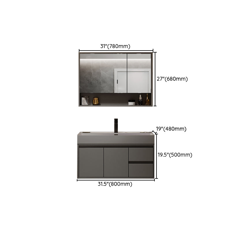 Grey Solid Wood Modern Wall Mounted Standard Bathroom Vanity Set Clearhalo 'Bathroom Remodel & Bathroom Fixtures' 'Bathroom Vanities' 'bathroom_vanities' 'Home Improvement' 'home_improvement' 'home_improvement_bathroom_vanities' 8302822