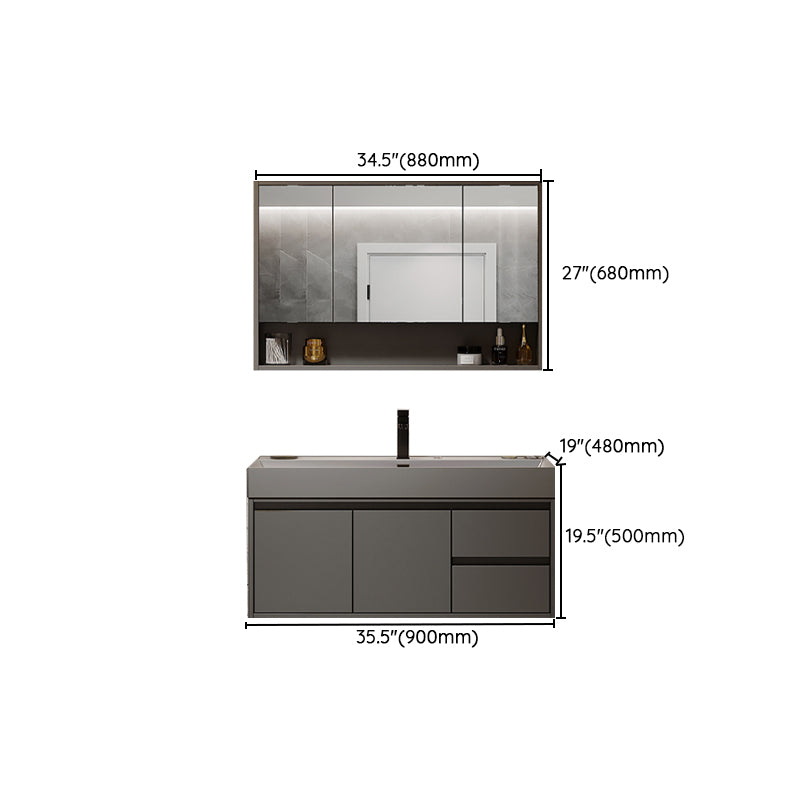 Grey Solid Wood Modern Wall Mounted Standard Bathroom Vanity Set Clearhalo 'Bathroom Remodel & Bathroom Fixtures' 'Bathroom Vanities' 'bathroom_vanities' 'Home Improvement' 'home_improvement' 'home_improvement_bathroom_vanities' 8302826