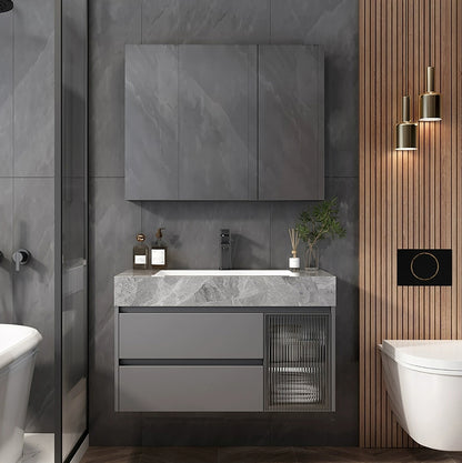 Contemporary Bathroom Sink Vanity Wall Mounted Standard with Two Drawer 35.4"L x 19.7"W x 21.7"H Clearhalo 'Bathroom Remodel & Bathroom Fixtures' 'Bathroom Vanities' 'bathroom_vanities' 'Home Improvement' 'home_improvement' 'home_improvement_bathroom_vanities' 8302829