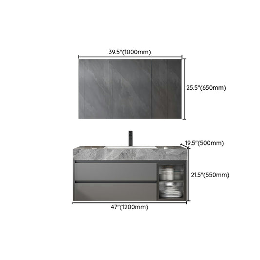 Contemporary Bathroom Sink Vanity Wall Mounted Standard with Two Drawer Clearhalo 'Bathroom Remodel & Bathroom Fixtures' 'Bathroom Vanities' 'bathroom_vanities' 'Home Improvement' 'home_improvement' 'home_improvement_bathroom_vanities' 8302844