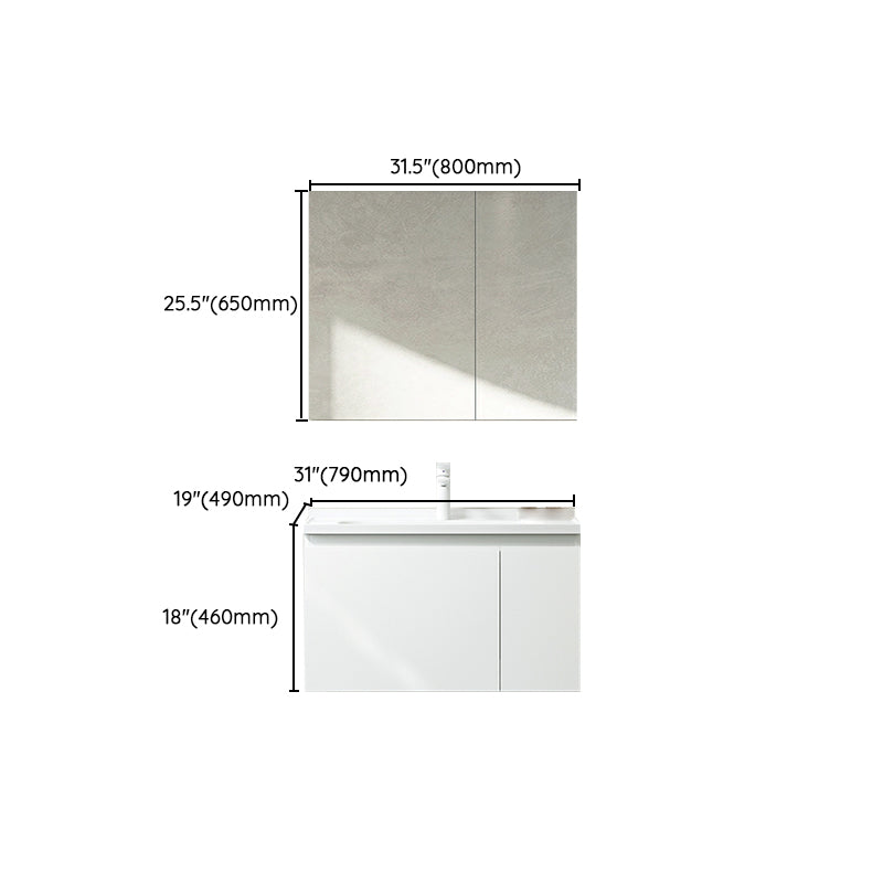 Trendy Bathroom Sink Vanity White Oval Sink One Drawer Wall Mounted Standard Clearhalo 'Bathroom Remodel & Bathroom Fixtures' 'Bathroom Vanities' 'bathroom_vanities' 'Home Improvement' 'home_improvement' 'home_improvement_bathroom_vanities' 8317322