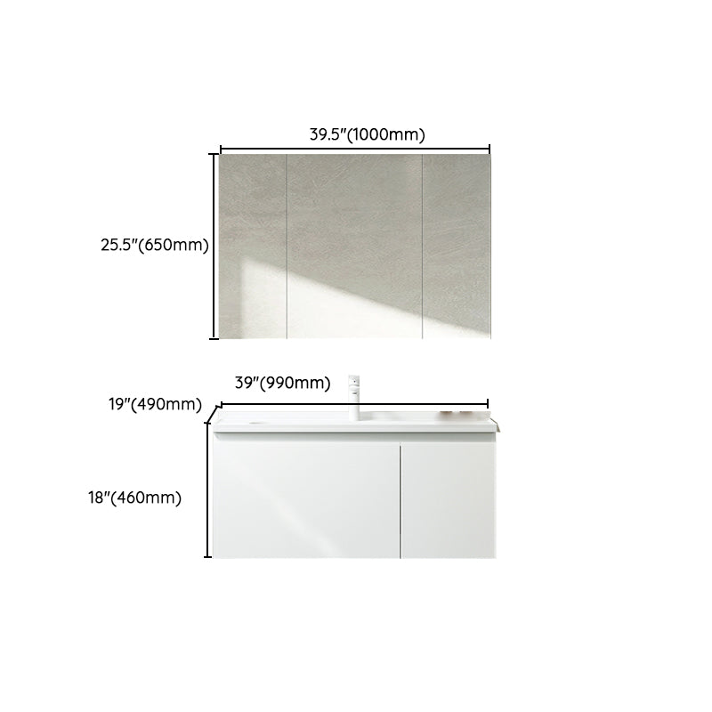 Trendy Bathroom Sink Vanity White Oval Sink One Drawer Wall Mounted Standard Clearhalo 'Bathroom Remodel & Bathroom Fixtures' 'Bathroom Vanities' 'bathroom_vanities' 'Home Improvement' 'home_improvement' 'home_improvement_bathroom_vanities' 8317324