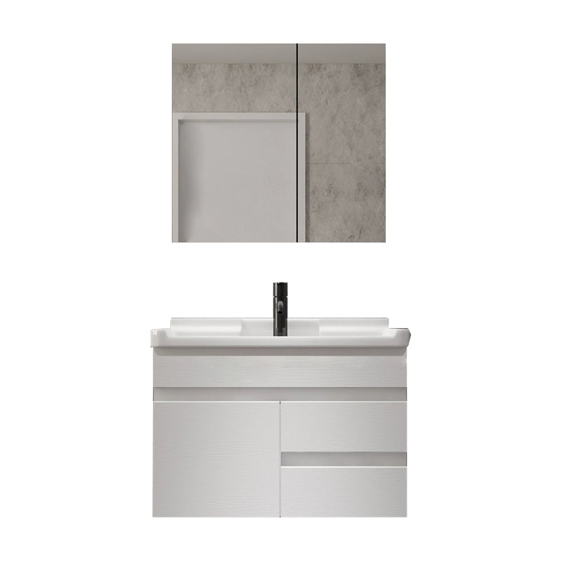 Modern Single-Sink White Wood Bathroom Vanity Cabinet with Soft Close Door 28"L x 19"W x 18"H Clearhalo 'Bathroom Remodel & Bathroom Fixtures' 'Bathroom Vanities' 'bathroom_vanities' 'Home Improvement' 'home_improvement' 'home_improvement_bathroom_vanities' 8317748