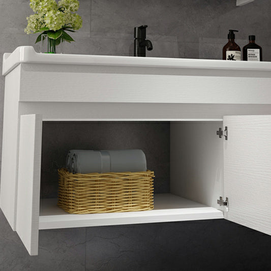 Modern Single-Sink White Wood Bathroom Vanity Cabinet with Soft Close Door Clearhalo 'Bathroom Remodel & Bathroom Fixtures' 'Bathroom Vanities' 'bathroom_vanities' 'Home Improvement' 'home_improvement' 'home_improvement_bathroom_vanities' 8317752