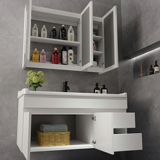 Modern Single-Sink White Wood Bathroom Vanity Cabinet with Soft Close Door Clearhalo 'Bathroom Remodel & Bathroom Fixtures' 'Bathroom Vanities' 'bathroom_vanities' 'Home Improvement' 'home_improvement' 'home_improvement_bathroom_vanities' 8317754
