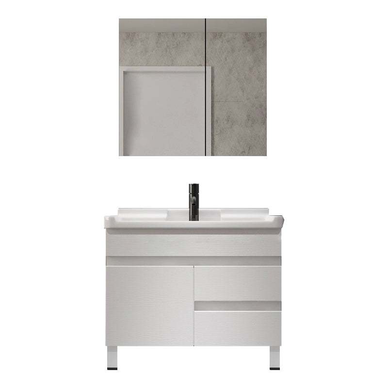 Modern Single-Sink White Wood Bathroom Vanity Cabinet with Soft Close Door 28"L x 19"W x 30"H Clearhalo 'Bathroom Remodel & Bathroom Fixtures' 'Bathroom Vanities' 'bathroom_vanities' 'Home Improvement' 'home_improvement' 'home_improvement_bathroom_vanities' 8317758