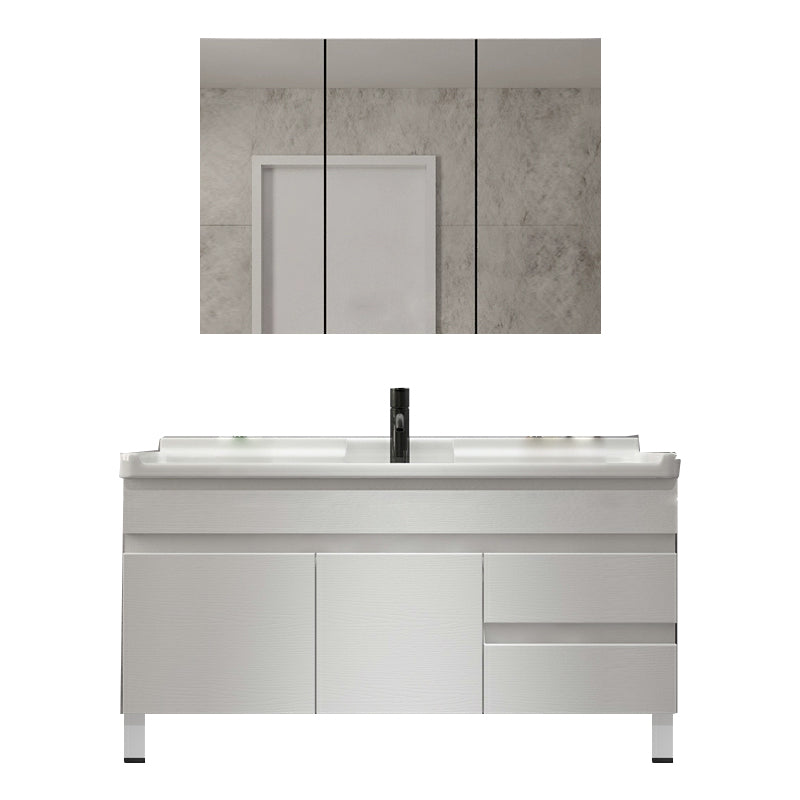 Modern Single-Sink White Wood Bathroom Vanity Cabinet with Soft Close Door 48"L x 19"W x 30"H Clearhalo 'Bathroom Remodel & Bathroom Fixtures' 'Bathroom Vanities' 'bathroom_vanities' 'Home Improvement' 'home_improvement' 'home_improvement_bathroom_vanities' 8317763