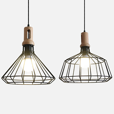 Black 1 Bulb Ceiling Pendant Fixture Antique Metal Wire Cage Hanging Lamp with Cone/Barn Shade for Living Room Clearhalo 'Art Deco Pendants' 'Black' 'Cast Iron' 'Ceiling Lights' 'Ceramic' 'Crystal' 'Industrial Pendants' 'Industrial' 'Metal' 'Middle Century Pendants' 'Pendant Lights' 'Pendants' 'Rustic Pendants' 'Tiffany' Lighting' 83981