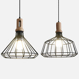 Black 1 Bulb Ceiling Pendant Fixture Antique Metal Wire Cage Hanging Lamp with Cone/Barn Shade for Living Room Clearhalo 'Art Deco Pendants' 'Black' 'Cast Iron' 'Ceiling Lights' 'Ceramic' 'Crystal' 'Industrial Pendants' 'Industrial' 'Metal' 'Middle Century Pendants' 'Pendant Lights' 'Pendants' 'Rustic Pendants' 'Tiffany' Lighting' 83981