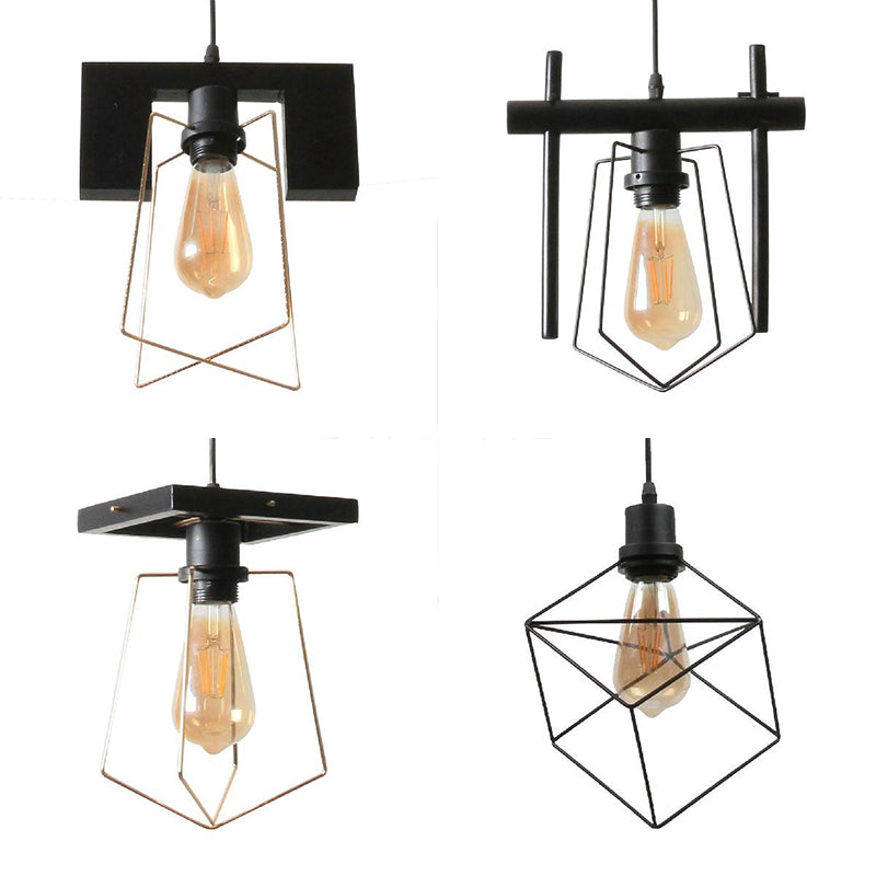 1/3-Pack Metal Caged Pendant Lighting Farmhouse Style 1 Light Dining Room Hanging Lamp in Black Clearhalo 'Art Deco Pendants' 'Black' 'Cast Iron' 'Ceiling Lights' 'Ceramic' 'Crystal' 'Industrial Pendants' 'Industrial' 'Metal' 'Middle Century Pendants' 'Pendant Lights' 'Pendants' 'Rustic Pendants' 'Tiffany' Lighting' 84113