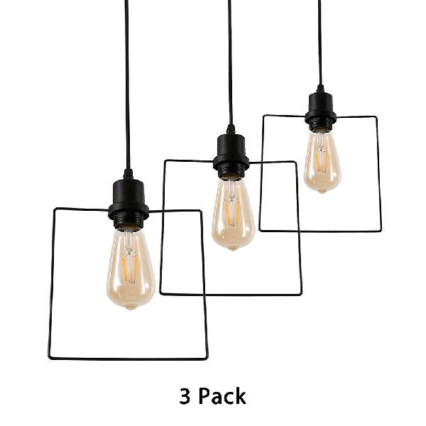1/3-Pack Metal Caged Pendant Lighting Farmhouse Style 1 Light Dining Room Hanging Lamp in Black Black E 3 Clearhalo 'Art Deco Pendants' 'Black' 'Cast Iron' 'Ceiling Lights' 'Ceramic' 'Crystal' 'Industrial Pendants' 'Industrial' 'Metal' 'Middle Century Pendants' 'Pendant Lights' 'Pendants' 'Rustic Pendants' 'Tiffany' Lighting' 84120