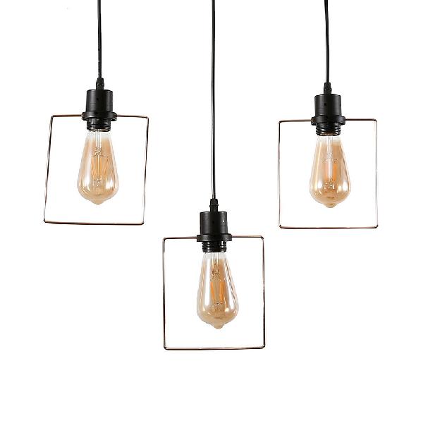 Black Finish 3 Heads Hanging Lamp Retro Stylish Iron Round/Square/Pentagon Frame Ceiling Pendant Fixture for Coffee Shop Black Square Clearhalo 'Art Deco Pendants' 'Black' 'Cast Iron' 'Ceiling Lights' 'Ceramic' 'Crystal' 'Industrial Pendants' 'Industrial' 'Metal' 'Middle Century Pendants' 'Pendant Lights' 'Pendants' 'Rustic Pendants' 'Tiffany' Lighting' 84311