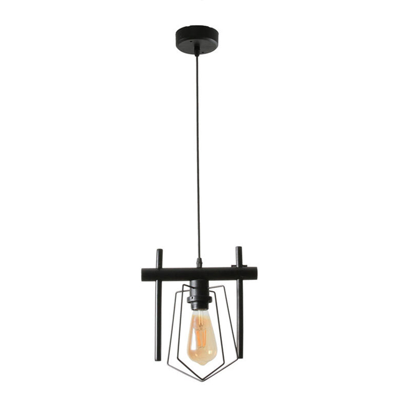1/2/3-Bulb Caged Pendant Light Vintage Stylish Black Metal Hanging Light Fixture with Cord for Dining Table Clearhalo 'Art Deco Pendants' 'Black' 'Cast Iron' 'Ceiling Lights' 'Ceramic' 'Crystal' 'Industrial Pendants' 'Industrial' 'Metal' 'Middle Century Pendants' 'Pendant Lights' 'Pendants' 'Rustic Pendants' 'Tiffany' Lighting' 84449