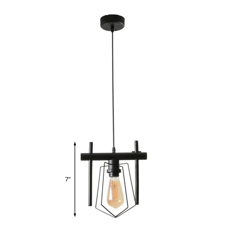 1/2/3-Bulb Caged Pendant Light Vintage Stylish Black Metal Hanging Light Fixture with Cord for Dining Table Clearhalo 'Art Deco Pendants' 'Black' 'Cast Iron' 'Ceiling Lights' 'Ceramic' 'Crystal' 'Industrial Pendants' 'Industrial' 'Metal' 'Middle Century Pendants' 'Pendant Lights' 'Pendants' 'Rustic Pendants' 'Tiffany' Lighting' 84450