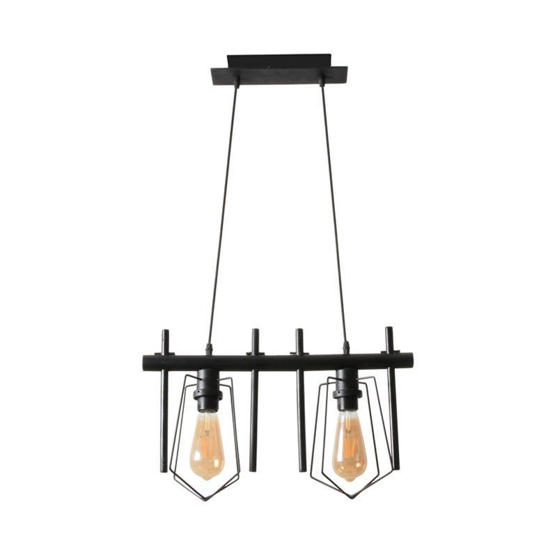 1/2/3-Bulb Caged Pendant Light Vintage Stylish Black Metal Hanging Light Fixture with Cord for Dining Table Clearhalo 'Art Deco Pendants' 'Black' 'Cast Iron' 'Ceiling Lights' 'Ceramic' 'Crystal' 'Industrial Pendants' 'Industrial' 'Metal' 'Middle Century Pendants' 'Pendant Lights' 'Pendants' 'Rustic Pendants' 'Tiffany' Lighting' 84453