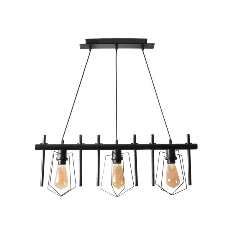 1/2/3-Bulb Caged Pendant Light Vintage Stylish Black Metal Hanging Light Fixture with Cord for Dining Table Clearhalo 'Art Deco Pendants' 'Black' 'Cast Iron' 'Ceiling Lights' 'Ceramic' 'Crystal' 'Industrial Pendants' 'Industrial' 'Metal' 'Middle Century Pendants' 'Pendant Lights' 'Pendants' 'Rustic Pendants' 'Tiffany' Lighting' 84455