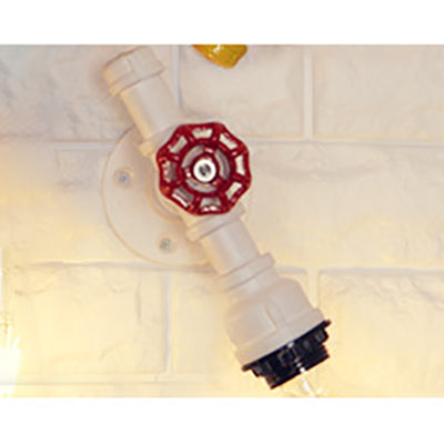 Metallic Pipe Sconce Lamp Industrial 1 Bulb Farmhouse Wall Light Fixture with Red Valve in White/Red, 1/5-Pack White 1.0 Clearhalo 'Art deco wall lights' 'Cast Iron' 'Glass' 'Industrial wall lights' 'Industrial' 'Middle century wall lights' 'Modern' 'Rustic wall lights' 'Tiffany' 'Traditional wall lights' 'Wall Lamps & Sconces' 'Wall Lights' Lighting' 84611
