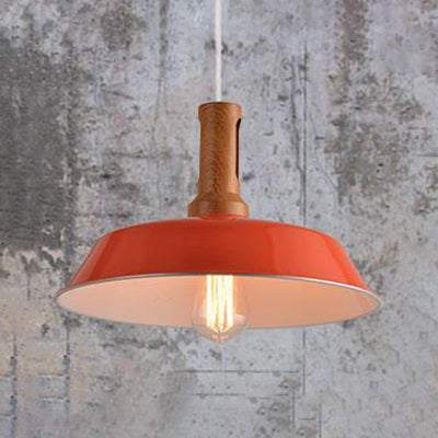 Retro Stylish Barn Hanging Light 10"/14" W 1 Bulb Metal Ceiling Light Fixture in Black/White for Kitchen Orange Clearhalo 'Art Deco Pendants' 'Black' 'Cast Iron' 'Ceiling Lights' 'Ceramic' 'Crystal' 'Industrial Pendants' 'Industrial' 'Metal' 'Middle Century Pendants' 'Pendant Lights' 'Pendants' 'Rustic Pendants' 'Tiffany' Lighting' 85038