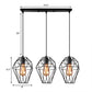 Metallic Black Suspended Light Geometric 3 Bulbs Vintage Ceiling Pendant Lamp with Cage Shade and Round/Linear Canopy Clearhalo 'Art Deco Pendants' 'Black' 'Cast Iron' 'Ceiling Lights' 'Ceramic' 'Crystal' 'Industrial Pendants' 'Industrial' 'Metal' 'Middle Century Pendants' 'Pendant Lights' 'Pendants' 'Rustic Pendants' 'Tiffany' Lighting' 85132