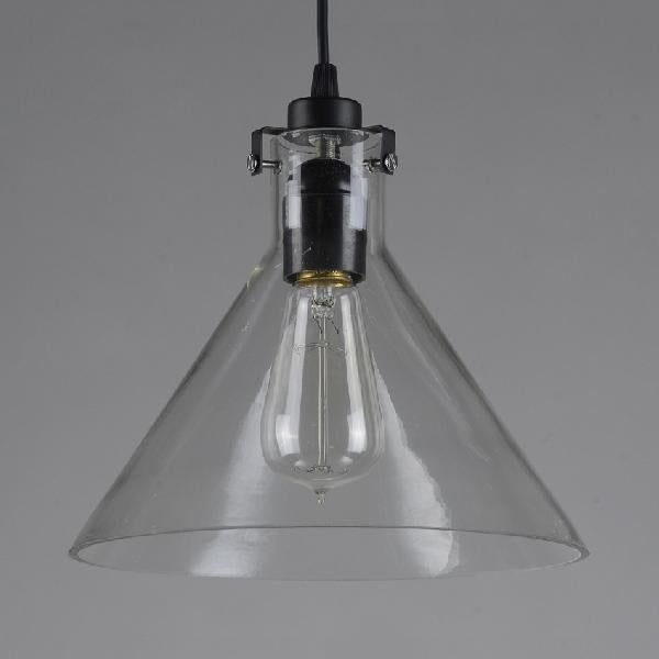 1-Light Cone Shaped Pendant Lighting Factory Black Yellow/Clear/Smoked Glass Hanging Light Fixture Clearhalo 'Ceiling Lights' 'Glass shade' 'Glass' 'Industrial Pendants' 'Industrial' 'Middle Century Pendants' 'Pendant Lights' 'Pendants' 'Tiffany' Lighting' 85172