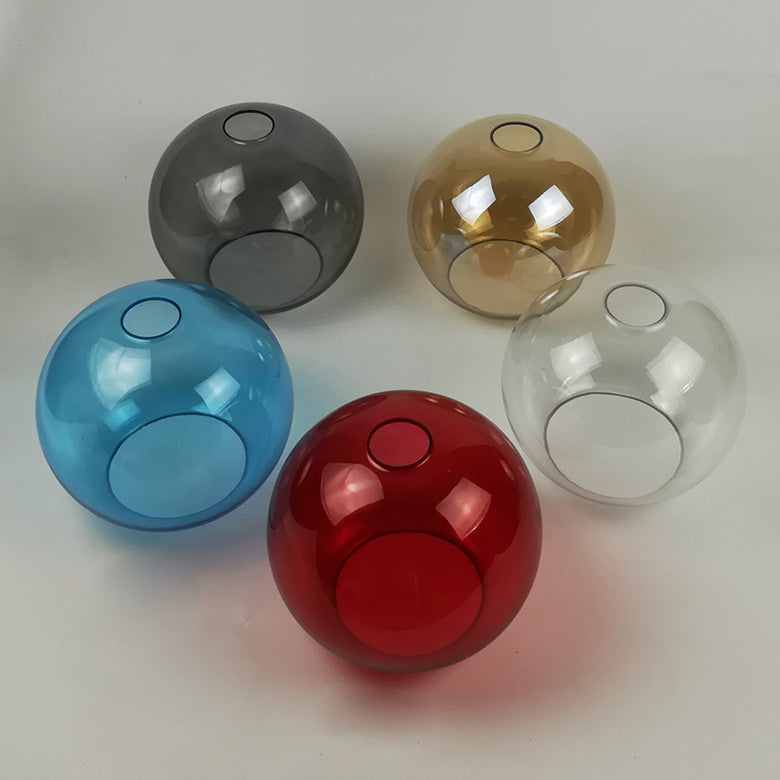 Globe Pendant Light Industrial 1 Light 8"/10" Wide Grey/Red/Blue Glass Hanging Lamp in Black Clearhalo 'Ceiling Lights' 'Close To Ceiling Lights' 'Glass shade' 'Glass' 'Industrial Pendants' 'Industrial' 'Middle Century Pendants' 'Pendant Lights' 'Pendants' 'Tiffany' Lighting' 85225