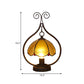 Bronze 1 Head Table Lamp Tiffany Amber Glass Scallop-Edge Dome Night Light with Scroll Ring Arm Clearhalo 'Lamps' 'Table Lamps' Lighting' 852253